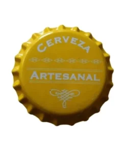 Tapas corona "cerveza artesanal" color amarillo 26 mm. X 100 unidades
