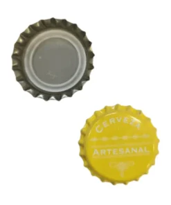 Tapas corona "cerveza artesanal" color amarillo 26 mm. X 100 unidades