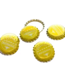 Tapas corona "cerveza artesanal" color amarillo 26 mm. X 100 unidades