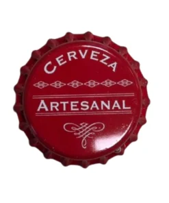 Tapas corona "cerveza artesanal" color rojo 26 mm. X 100 unidades
