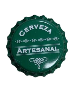 Tapas corona "cerveza artesanal" color verde 26 mm. X 100 unidades